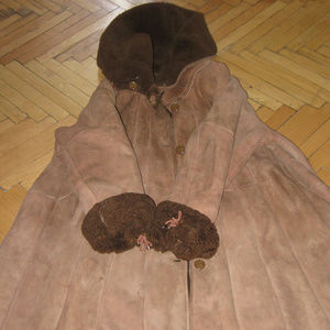 Natural Animal Suede Skin Womens Warm Coat Outwear